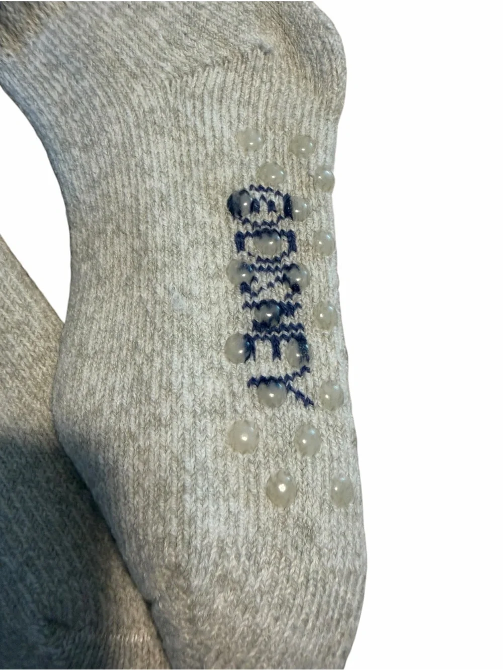 Stitch Embroidered Grey & Navy Crew slipper socks x 2 pairs